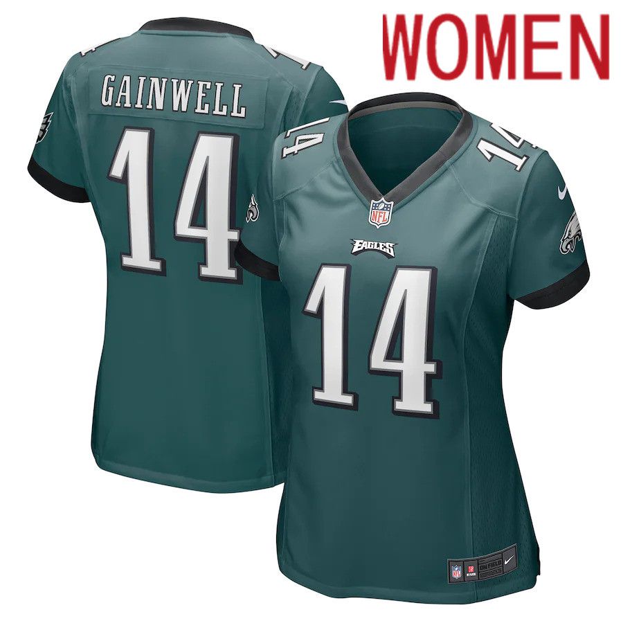 Women Philadelphia Eagles 14 Kenneth Gainwell Nike Midnight Green Game NFL Jersey